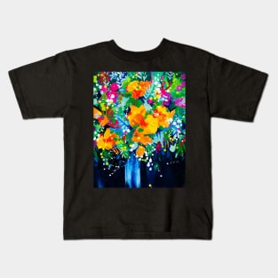 Friday Night Flowers - Abstract Floral Painting Kids T-Shirt